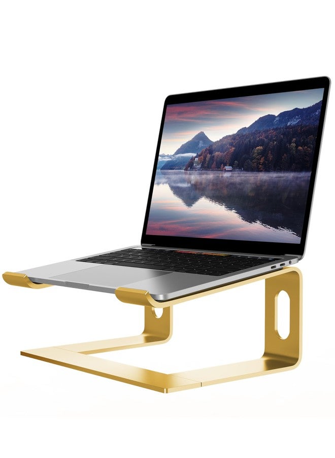 ALASHI Laptop Stand for Desk, Aluminum Computer Riser, Ergonomic Notebook Holder, Detachable Metal Laptops Elevator, PC Cooling Mount Support 10 to 15.6 Inches Notebook, Gold - Image 1
